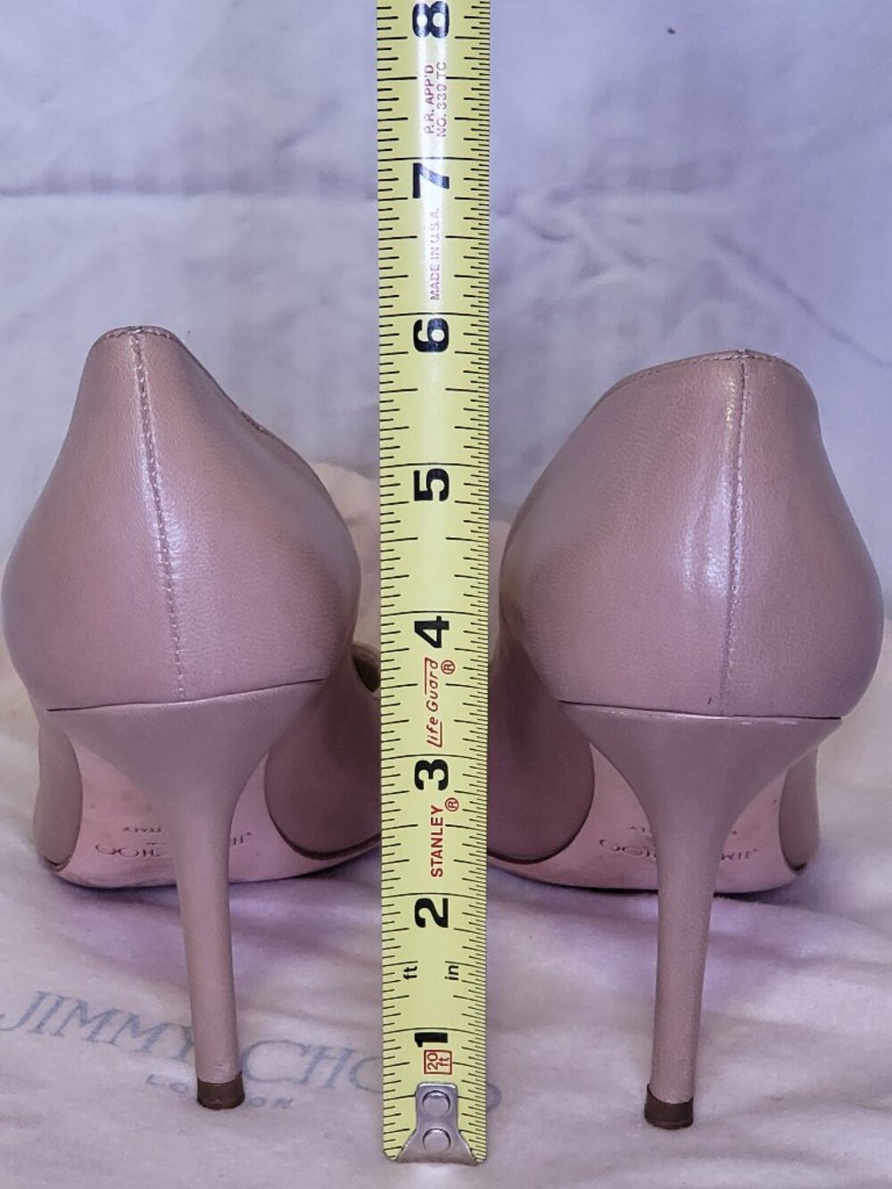 Jimmy Choo Nude Blush Leather Pointed Toe Pumps EU 38.5 Italy Classic Heels - Picture 3 of 5